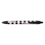 Stylo Noir Roses avec les rayures noires et blanches (Dos)
