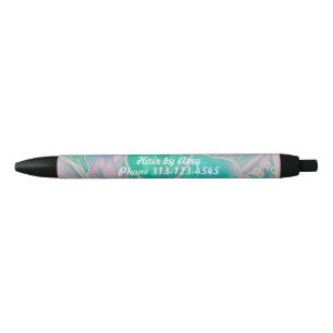 Stylo Noir Roses sauvages personnalisées Aqua Violet