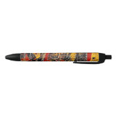 Stylo Noir Roue circulaire Abstraite rouge rouge noir (Bas)