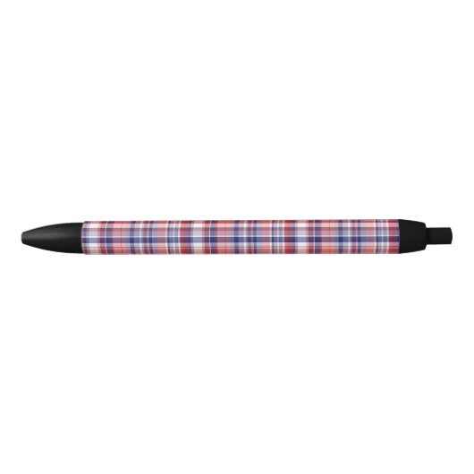 Stylo Noir Rouge, Blanc, Bleu Preppy Madras Plaid (Devant)