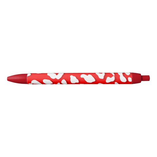 Stylo Noir Rouge Empreinte de léopard blanc (Devant)