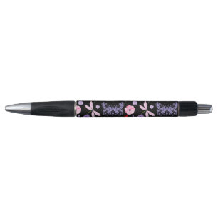 Stylo Noir, Rouge, Rose, Violet, libellules, Papillon