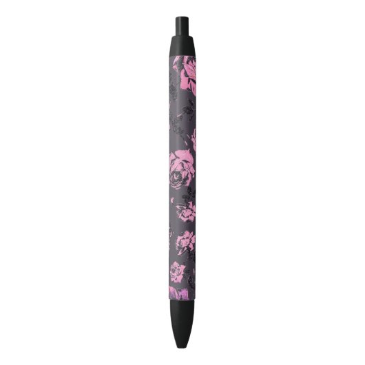 Stylo Noir Rougissent les roses rustiques d'impression (devant Vertical)