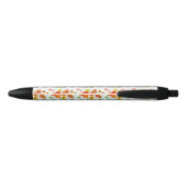 Stylo Noir Ruban de fleur aquarelle coquelicot orange rouge (Dos)