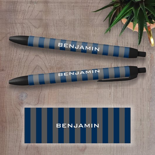 Stylo Noir Rugby bleu marine et gris Numéro de nom