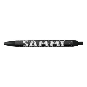 Stylo Noir Sammy épelée dans des lettres de Chien Samoyé