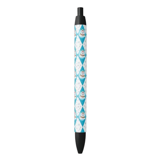 Stylo Noir Samoyed Winter Holiday Diamond Motif (devant Vertical)