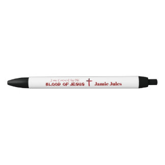 Stylo Noir Sang de Jésus Croix Personnalisé