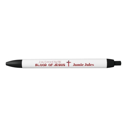 Stylo Noir Sang de Jésus Croix Personnalisé (Devant)
