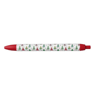 Stylo Noir Sapins de Noël Décorés Quirky Fantaisistes Griboui