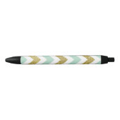 Stylo Noir Scintillement Chevron de Faux de menthe et d'or (Devant)