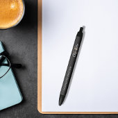 Stylo Noir Script de nom monographique personnalisé en cuir n