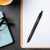 Stylo Noir Script de nom monographique personnalisé en or noi