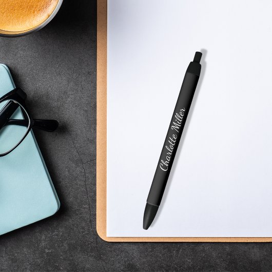 Stylo Noir Script de nom noir classique