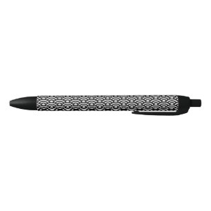 Stylo Noir Seigaiha, Vagues, Japonais, Noir et Blanc