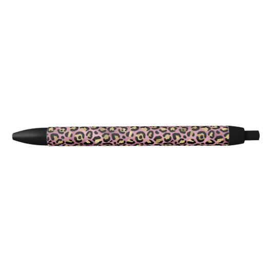 Stylo Noir Série de design Léopard rose et or 15 (Devant)