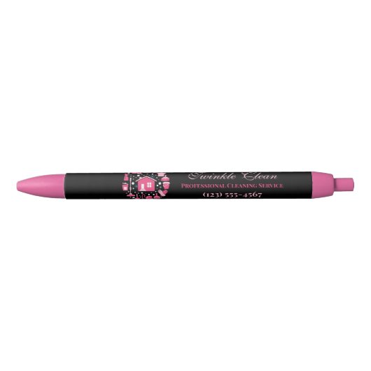 Stylo Noir Service de nettoyage des fournitures en noir rose (Devant)