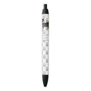 Stylo Noir Shiba Inu noir et feu Chien mignon et pattes & nom