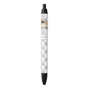 Stylo Noir Shih Tzu de dessin animé chien doré avec masque no