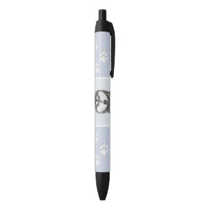 Stylo Noir Sibérie Husky (noir et blanc) Peinture Chien Art