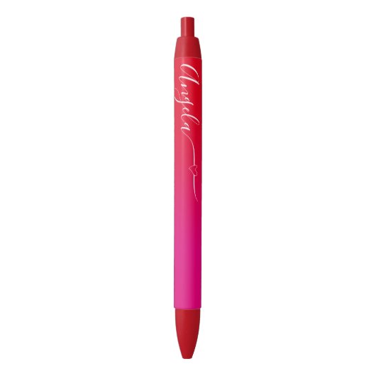 Stylo Noir Signature Coeur rouge et rose chaud (devant Vertical)