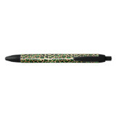Stylo Noir Signature de nom de monogramme vert or léopard (Dos)