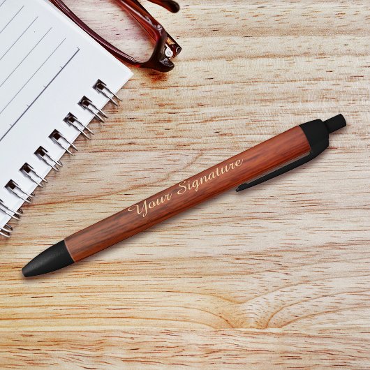 Stylo Noir Signature d'impression en bois d'acajou