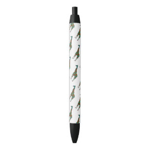 Stylo Noir Silhouette Brown et turquoise de girafe