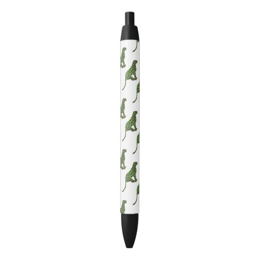 Stylo Noir Silhouette léopard noir et vert (devant Vertical)
