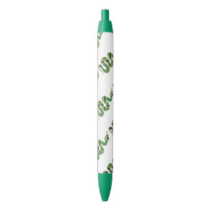 Stylo Noir Silhouette noire et verte de serpent d'impression