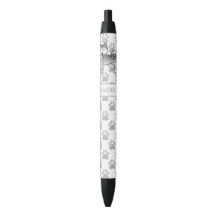 Stylo Noir Silver Alaskien Malamute Cartoon Chien et Nom pers