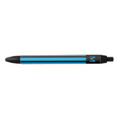 Stylo Noir Simple Bleu Divisé Initiale (Devant)