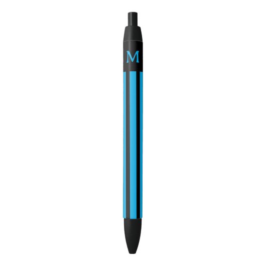 Stylo Noir Simple Bleu Divisé Initiale (devant Vertical)