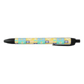 Stylo Noir Simple Élégant Fleur de Bloc Jaune (Bas)