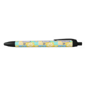 Stylo Noir Simple Élégant Fleur de Bloc Jaune (Haut)