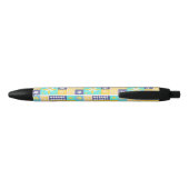 Stylo Noir Simple Élégant Fleur de Bloc Jaune (Dos)