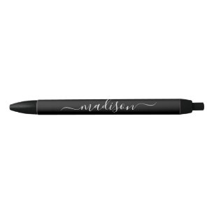 Stylo Noir Simple minimaliste noir blanc élégant Nom de scrip