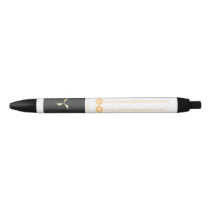 Stylo Noir Simple Moderne Luxe Blanc & Or Votre logo