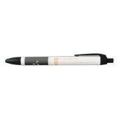 Stylo Noir Simple Moderne Luxe Blanc & Or Votre logo (Haut)
