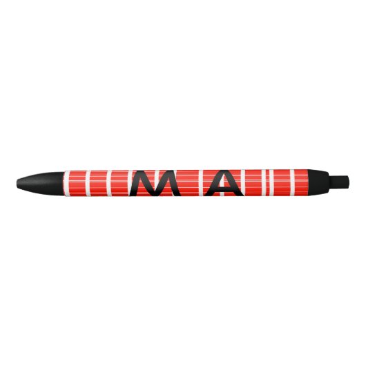 Stylo Noir Simple monogramme ajouter votre nom lettre man min (Devant)