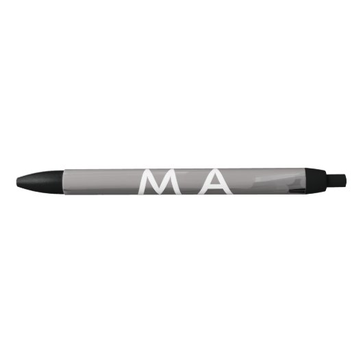 Stylo Noir Simple monogramme ajouter votre nom lettre man min (Devant)