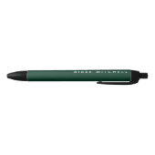 Stylo Noir Simple Monogramme Nom Vert Foncé Unique (Bas)