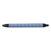 Stylo Noir Simple Motif d'art tribal bleu (Devant)