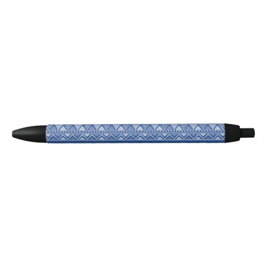 Stylo Noir Simple Motif d'art tribal bleu (Devant)