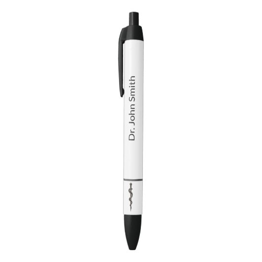 Stylo Noir Simple professionnel médical Asclepius noir blanc (Haut (Vertical))