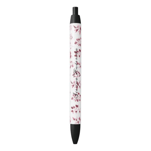 Stylo Noir Simple Russe Bourgogne Floral mariage (devant Vertical)