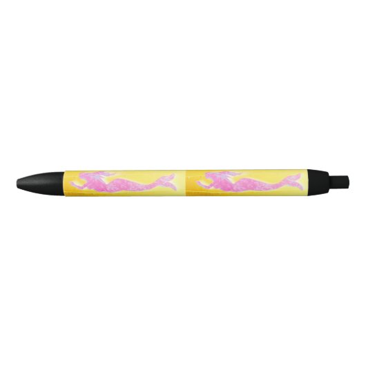 Stylo Noir sirènes de natation roses (Devant)