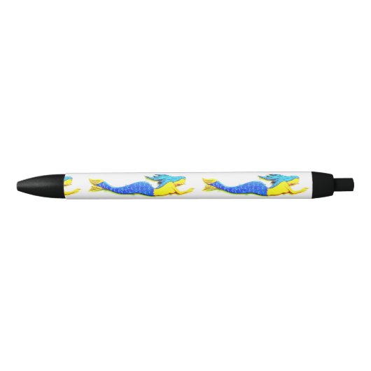 Stylo Noir sirènes sous-marines à queue bleue (Devant)