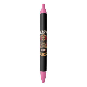 Stylo Noir Skull Ride Cycles moteurs, Ride To Live