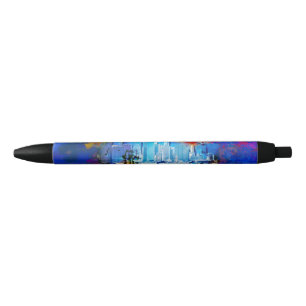 Stylo Noir SlipperyJoe NYC graffiti lune entourée de tourbill